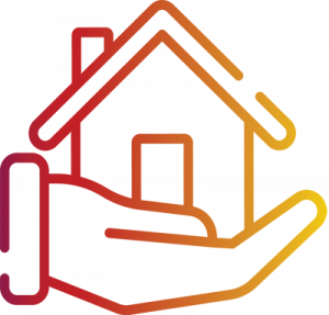 icone pour aides et subventions: main qui soutient une maison